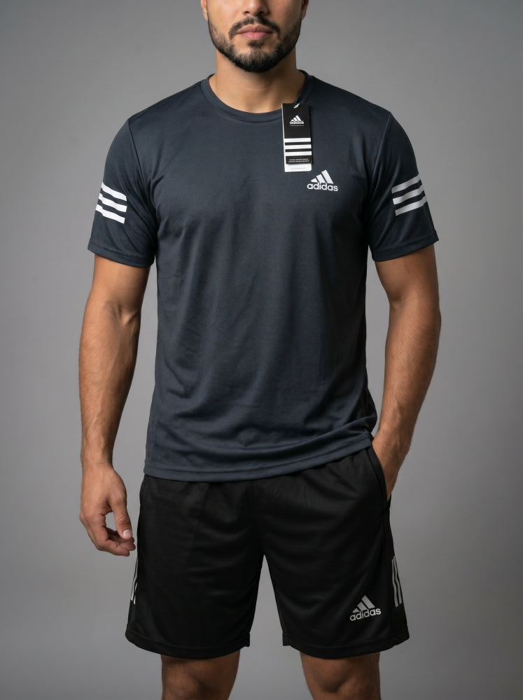 Camiseta + Short Dryfit ad ( Conjunto Tailandês 1:1) cinza chumbo