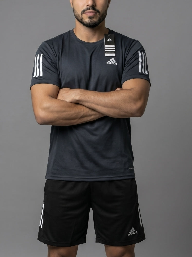 Camiseta + Short Dryfit ad ( Conjunto Tailandês 1:1) cinza chumbo