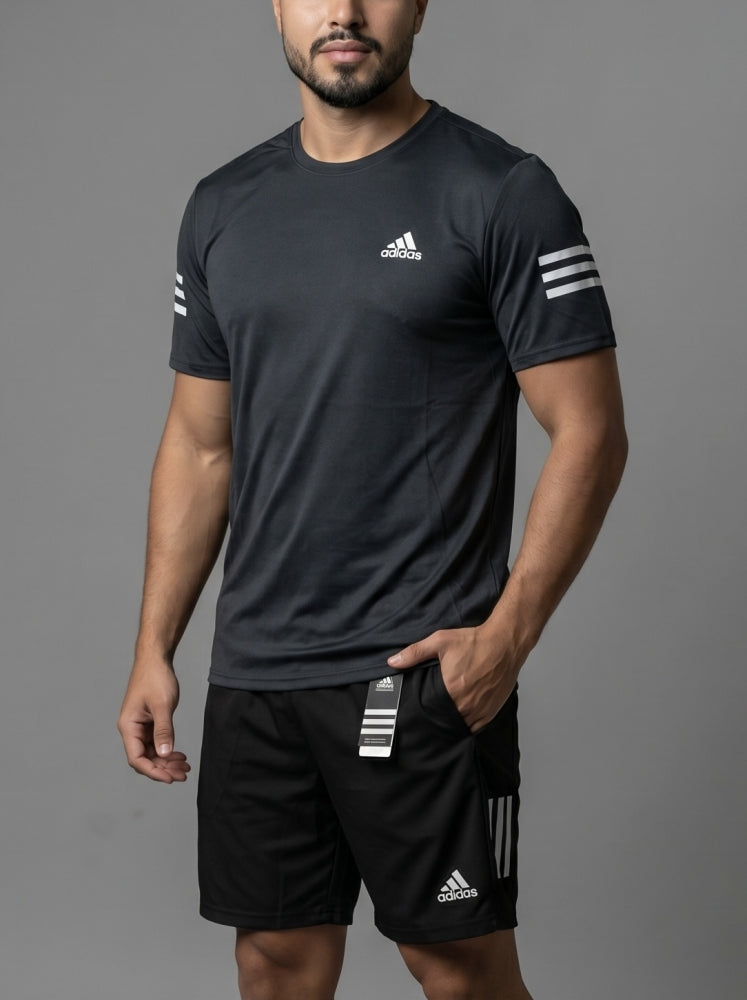 Camiseta + Short Dryfit ad ( Conjunto Tailandês 1:1) cinza chumbo