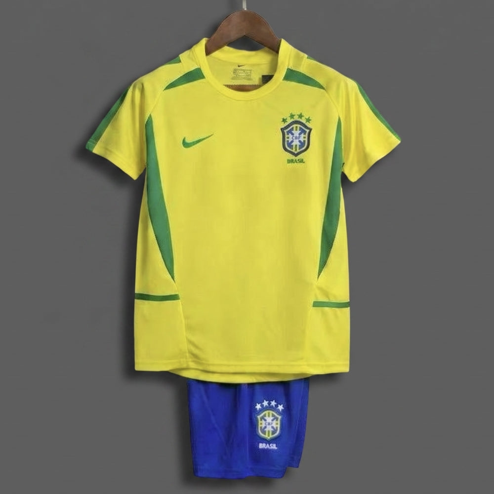 Kit Infantil Camiseta + Short Amarelo Retro 2002 - Tailandes 1:1