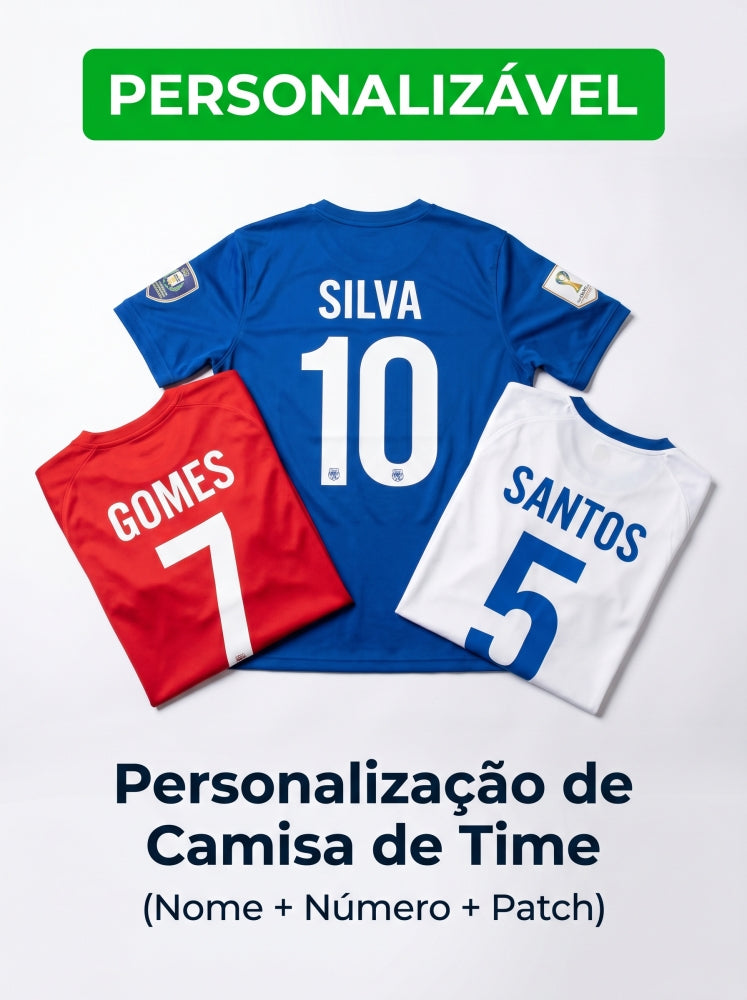 Personalização de Camisa de Time (Nome + Número + Patch)